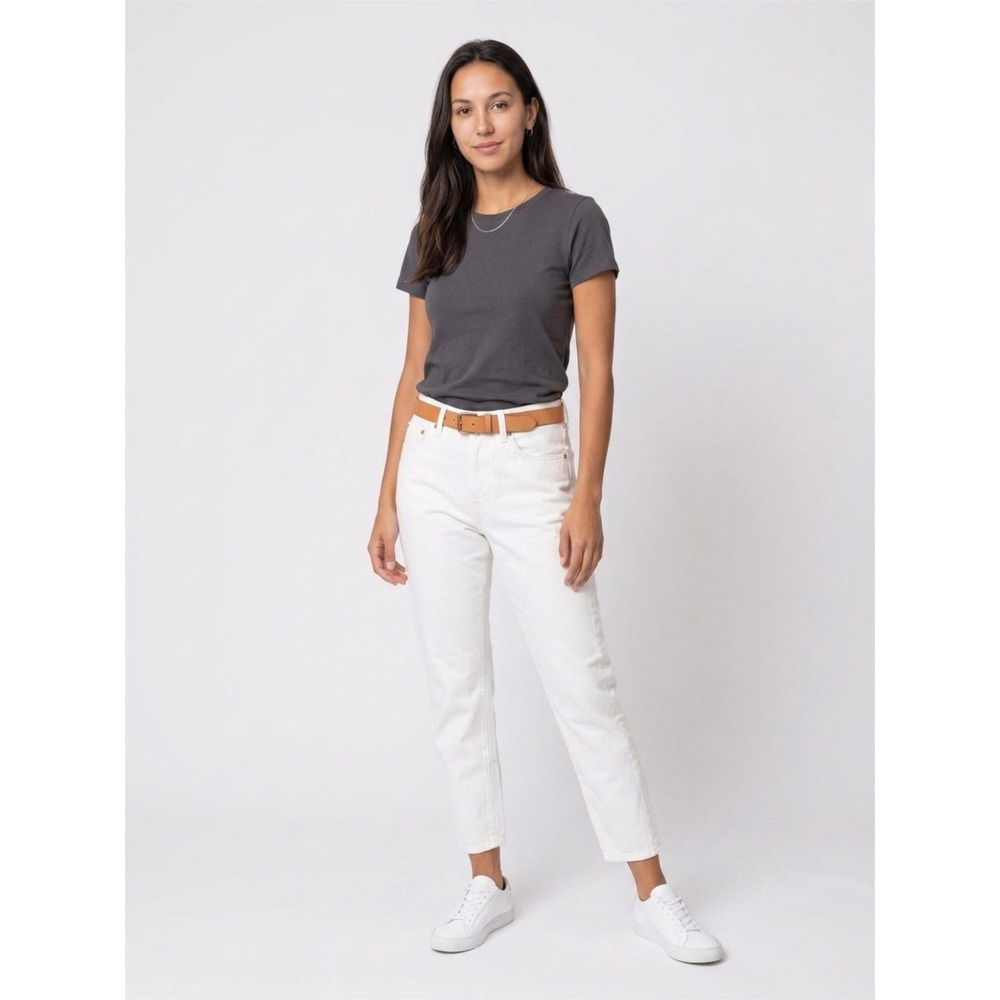 Edwin Hana Classic Straight Crop Jeans White Noise Denim Womens 25